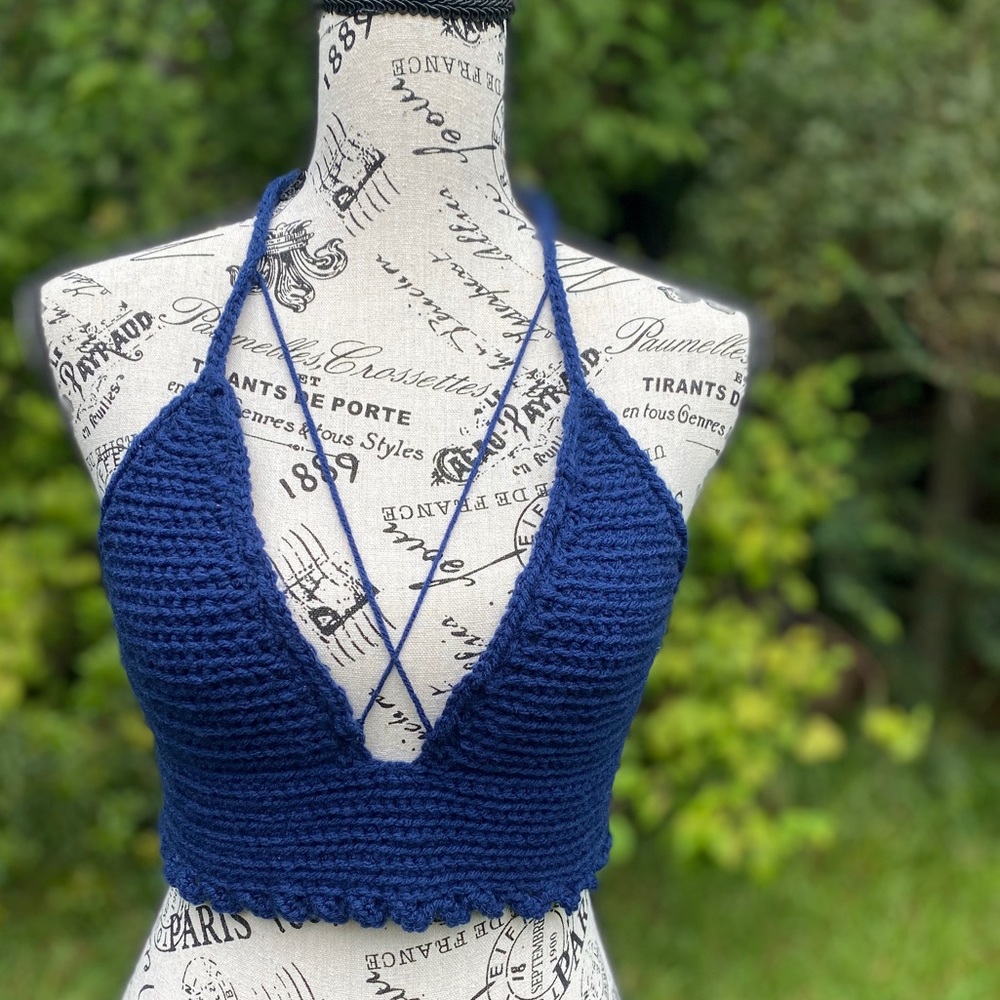 Navy blue crochet top
